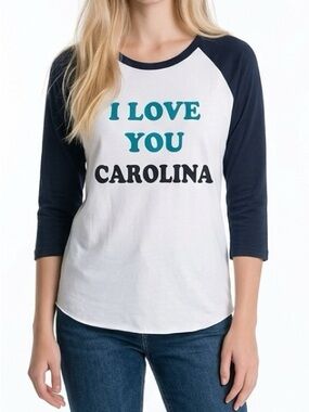 JUNK FOOD | CAROLINA PANTHERS I Love You Carolina Two Sided Raglan Women’s XL